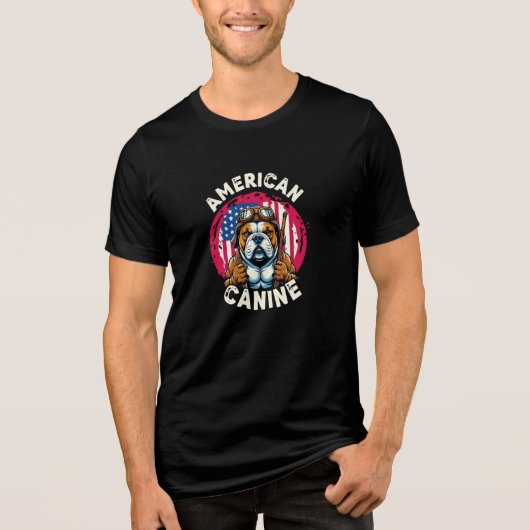 American Canine - Patriottische Bulldog Warrior On Tri-Blend Shirt (Voorkant)