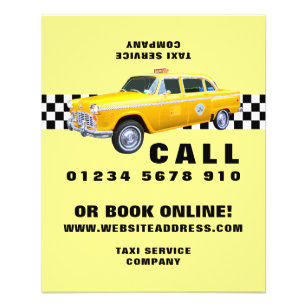 American Cartoon Style Yellow Taxi with Price List Flyer