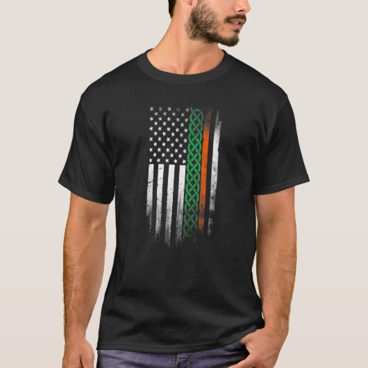 American Celtic knot Stripes flag Irish Patrick's T-shirt (Voorkant)