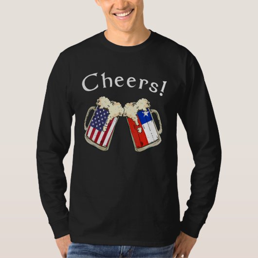 American Chilean Patriot US Flag Beer Drinks Chile T-shirt (Voorkant)