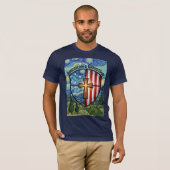 American & Christian Patriotic Shield Faith & Free T-shirt (Voorkant volledig)
