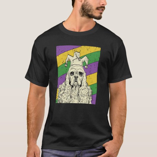 American Cocker Spaniel Jester Mardi Gras Dog Mom  T-shirt (Voorkant)