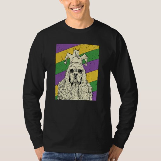 American Cocker Spaniel Jester Mardi Gras Dog Mom  T-shirt (Voorkant)