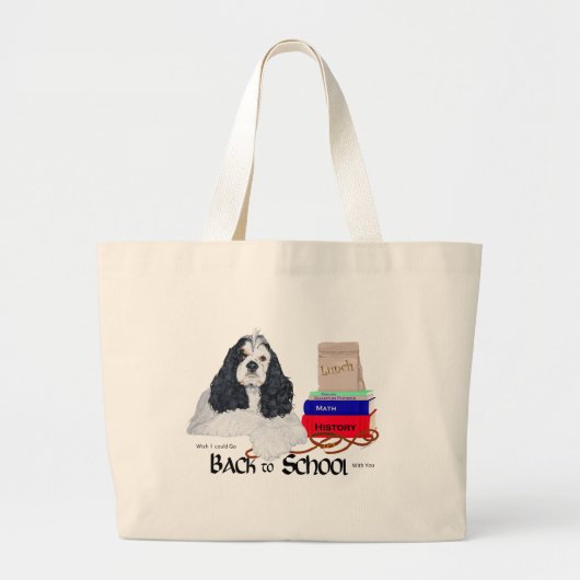 American Cocker Spaniel Terug naar School Grote Tote Bag (Voorkant)