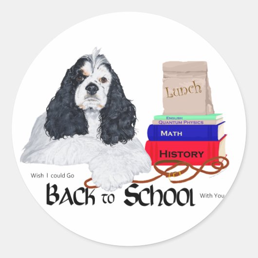 American Cocker Spaniel Terug naar School Ronde Sticker (Voorkant)