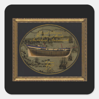American Colonial Schooner Sir Edward Hawke Vierkante Sticker