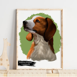 American Coonhound Portrait Portret afdrukken Poster
