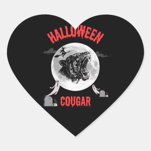 american cougar on halloween night with crows hart sticker (Voorkant)