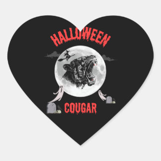 american cougar on halloween night with crows hart sticker