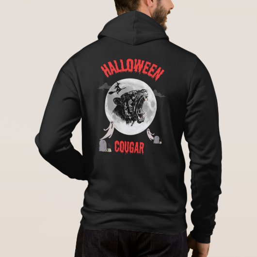 american cougar on halloween night with crows hoodie (Achterkant)