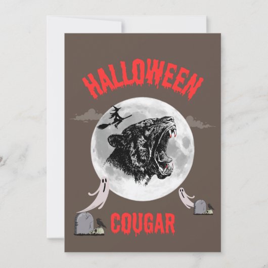 american cougar on halloween night with crows kaart (Voorkant)