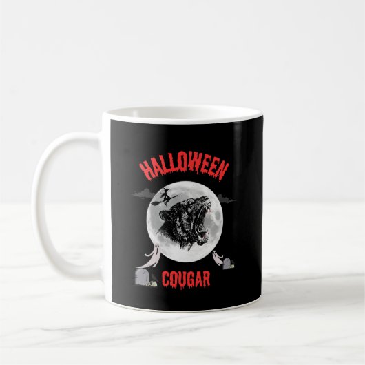 american cougar on halloween night with crows koffiemok (Links)