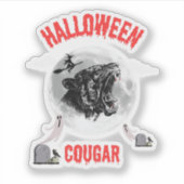 american cougar on halloween night with crows sticker (Voorkant)