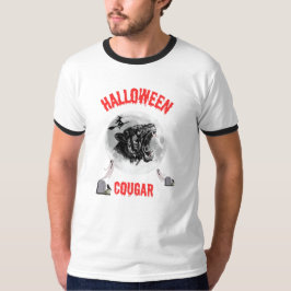 american cougar on halloween night with crows t-shirt