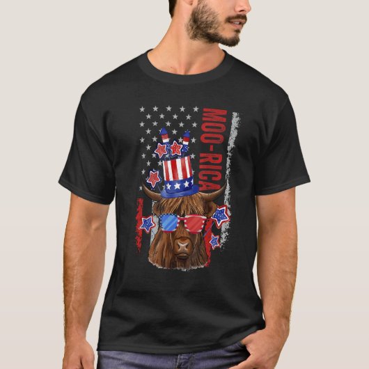 American Cow Western 4th Of July Cow T-shirt (Voorkant)