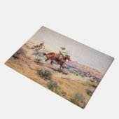 American Cowboys op paarden Lassoing a Wolf Deurmat (Schuin)