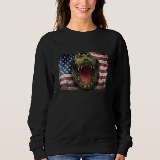 American Crocodile Alligator USA Flag For American Trui (Voorkant)