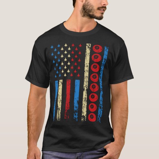 American Cue Sports Flag 4th Of July Billiards Ath T-shirt (Voorkant)