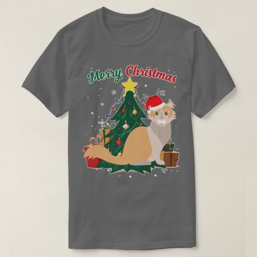 American Curl Cat Christmas Tree Snow Flakes Xmas T-shirt (Design voorkant)