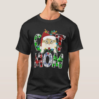 American Curl Cat mam Lights Pset Xmas Reindea T-shirt