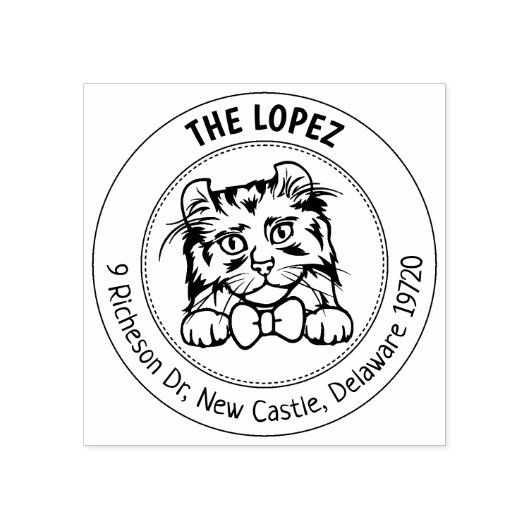 American Curl Cat Retouradres Rubberstempel (Afrduk)