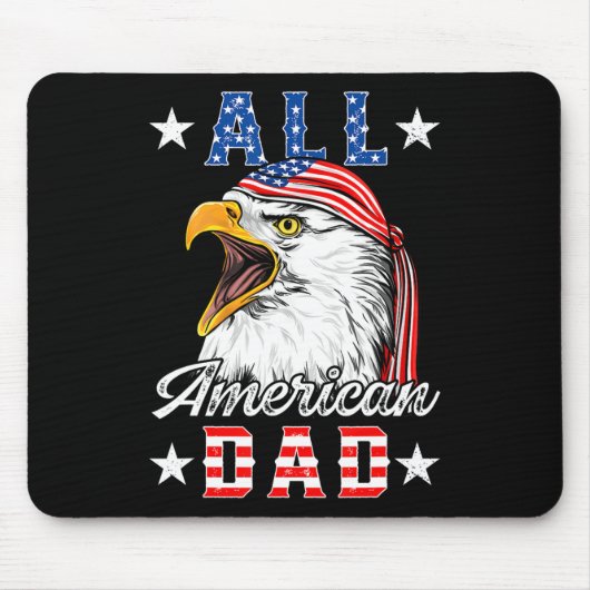 American Dad Eagle 4th van juli Vaders Dag Mannen Muismat (Voorkant)