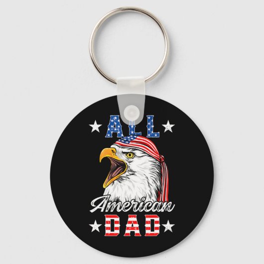 American Dad Eagle 4th van juli Vaders Dag Mannen Sleutelhanger (Voorkant)