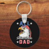 American Dad Eagle 4th van juli Vaders Dag Mannen Sleutelhanger (Voorkant)