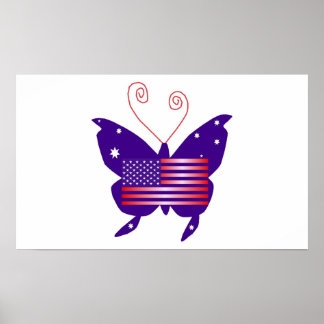American Diva Butterfly in White I Poster