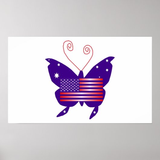 American Diva Butterfly in White I Poster (Voorkant)