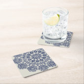 American Doily & Lace, 12, Blue on Cream Paper Pla Kartonnen Onderzetters (Insitu)