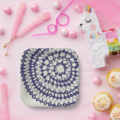 American Doily & Lace, 1, Blue on Cream Papieren Bordje (Feest)