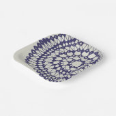 American Doily & Lace, 1, Blue on Cream Papieren Bordje (Gebogen)