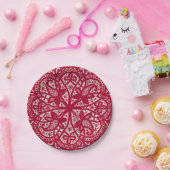 American Doily & Lace, 6, Red on Cream Papieren Bordje (Feest)