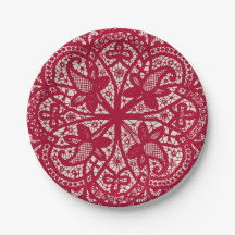 American Doily & Lace, 6, Red on Cream