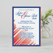 American Dream bruiloft rood wit en blauw bruiloft Folie Uitnodiging (Staand Voorkant)