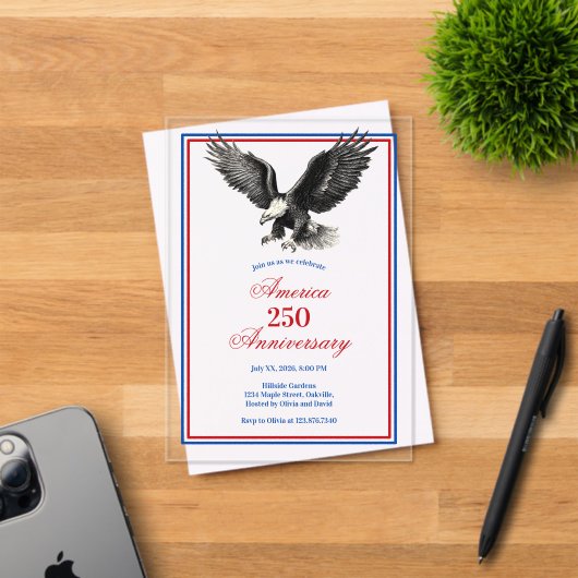 American Eagle America 250 Anniversary Party Acryl Uitnodigingen (Insitu (Uitnodiging))