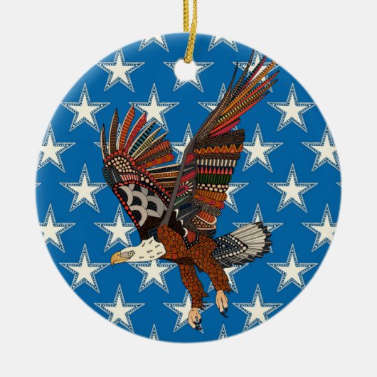 american eagle blue keramisch ornament (Voorkant)