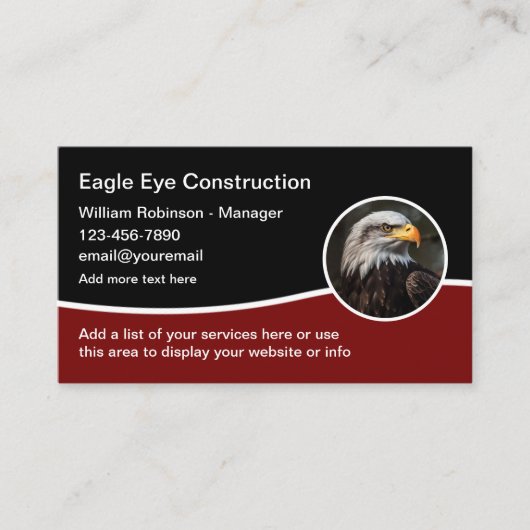 American Eagle Construction Thema Visitekaartjes (Voorkant)