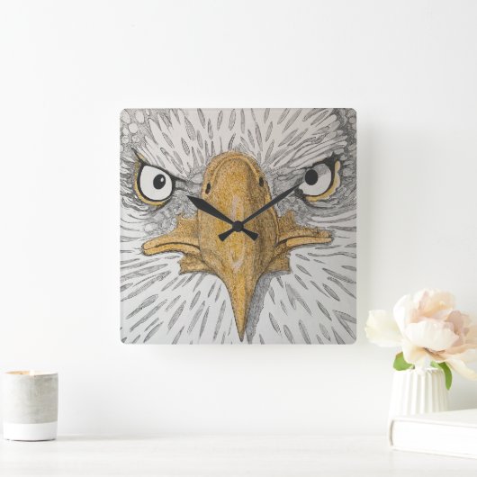 American Eagle Face Clock Vierkante Klok (Huis)