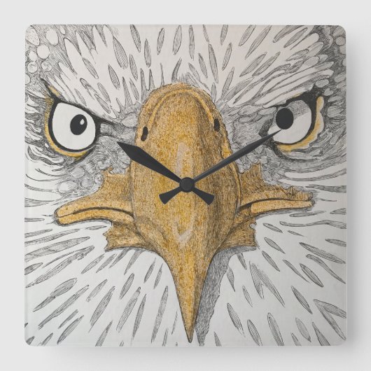 American Eagle Face Clock Vierkante Klok (Voorkant)