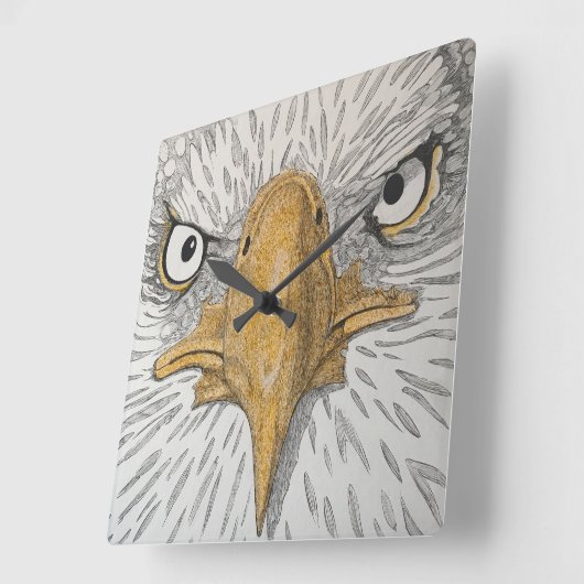 American Eagle Face Clock Vierkante Klok (Hoek)