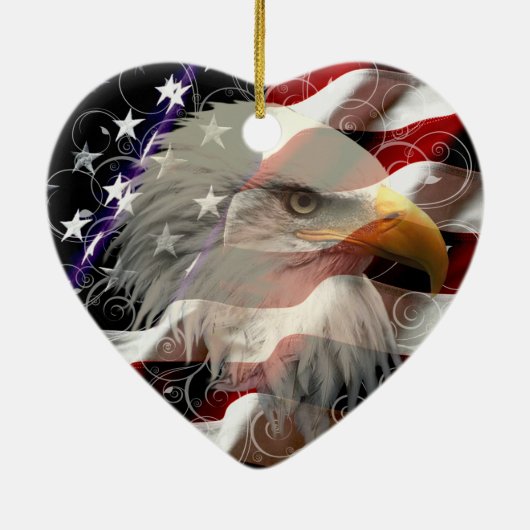 American Eagle Flag Heart Ornament (Achterkant)