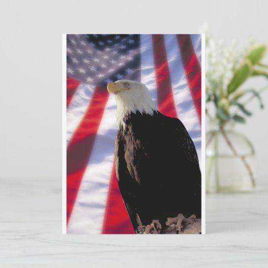 American Eagle & Flag Invitation Kaart (Staand voorkant)