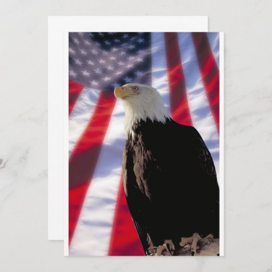 American Eagle & Flag Invitation Kaart (Voorkant / Achterkant)