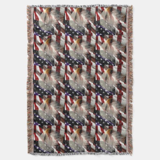 American Eagle Flag Throw Blanket Deken (Voorkant Verticaal)