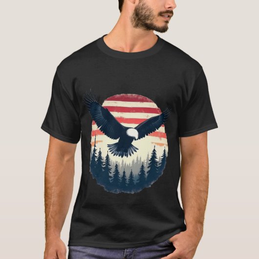 American Eagle Forest bij zonsondergang T-shirt (Voorkant)