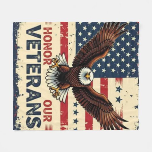 American Eagle Honor Our Veterans Fleece Blanket (Voorkant (Horizontaal))