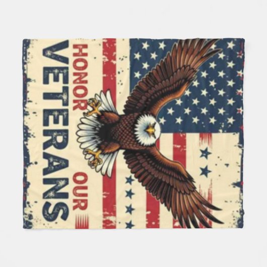 American Eagle Honor Our Veterans Fleece Blanket (Voorkant (Horizontaal))