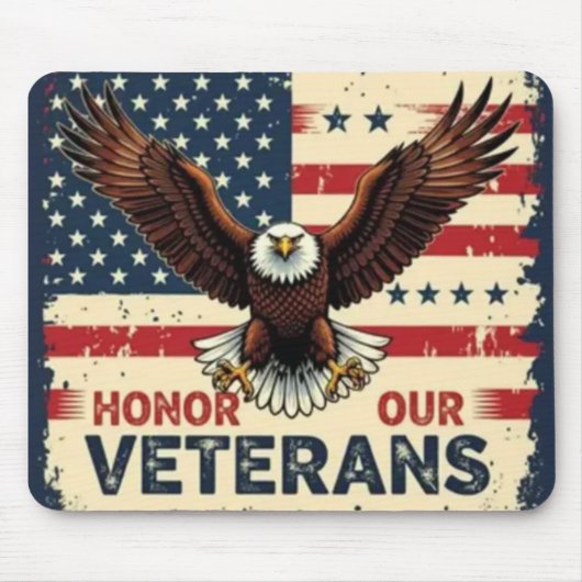American Eagle Honor Our Veterans Mousepad Muismat (Voorkant)